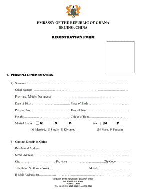 Ghanaian Registration Form for Residents in China