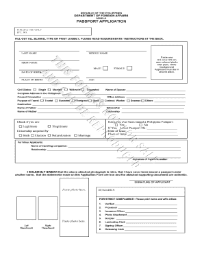 Philippines Passport Application Form