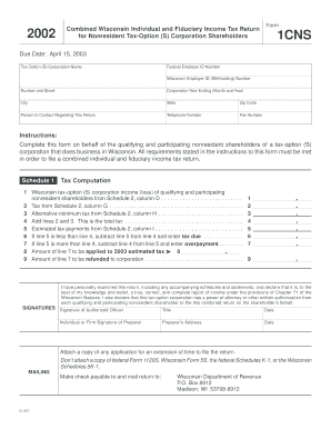 Wisconsin Nonresident S Corporation Tax Return