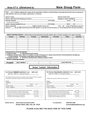 Alcoholics Anonymous Group Registration Form