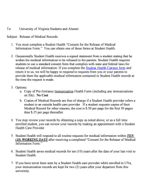 University of Virginia Medical Records Release Form