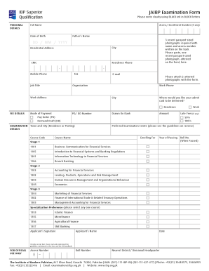 JAIBP Examination Form