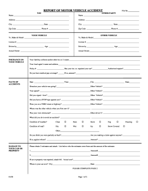Motor Vehicle Accident Report Form