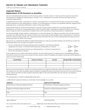 Life Insurance or Annuity Replacement Notice