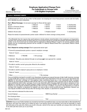 Employee Insurance Waiver and Application Form