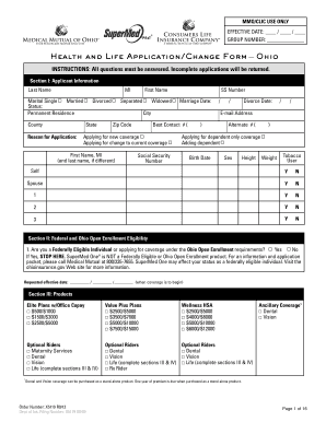 Ohio Health and Life Application Form