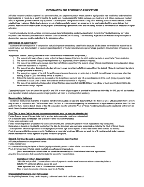 Florida Residency Application and Affidavit