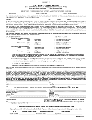 Fort Bend County MUD #49 Residential Water and Wastewater Service Contract