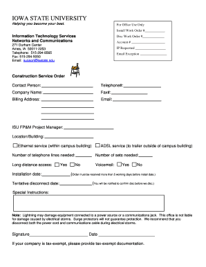 Iowa State University IT Service Order Form