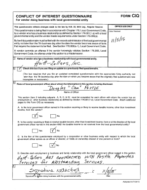 Conflict of Interest Questionnaire Form CIQ