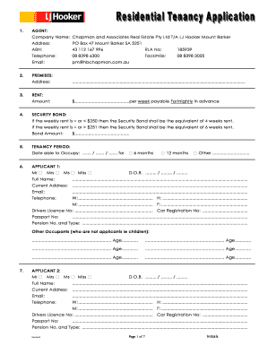 Residential Tenancy Application Form