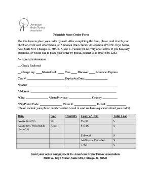 Printable Store Order Form