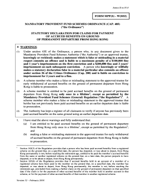 Hong Kong Permanent Departure Statutory Declaration Form