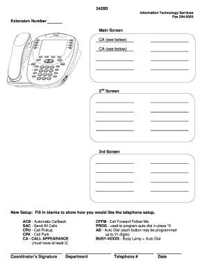 Telephone Setup Form
