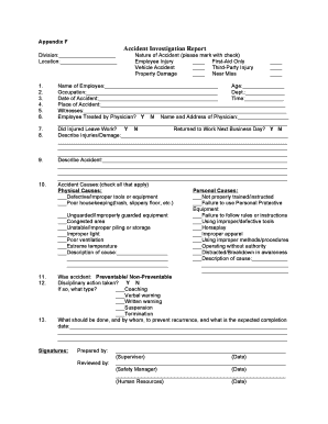 Accident Investigation Report Form