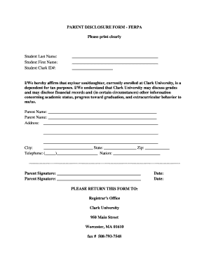 Parent Disclosure Form - FERPA