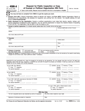 IRS Form 4506-A Request for Public Inspection or Copy
