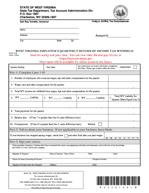 West Virginia Employer's Quarterly Return of Income Tax Withheld