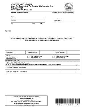 West Virginia Estimated Income Tax Payment Form