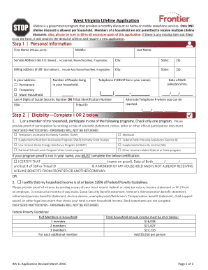 West Virginia Lifeline Application