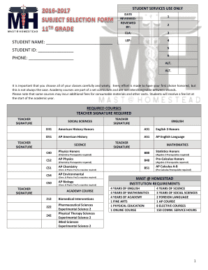 Student Course Selection Form