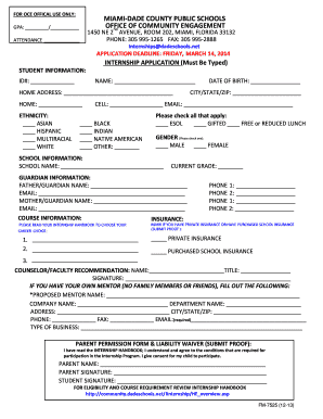 Miami-Dade County Public Schools Internship Application