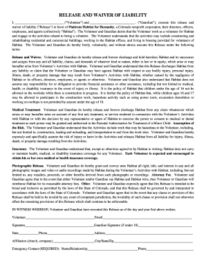 Volunteer Release and Waiver of Liability