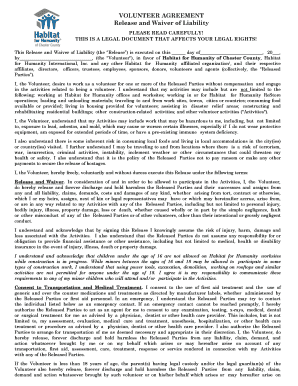 Volunteer Agreement and Waiver of Liability