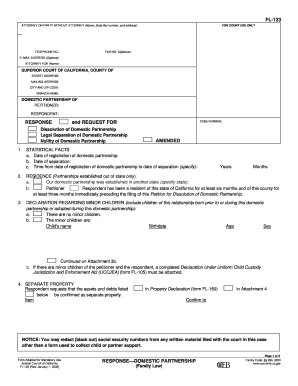 Response to Dissolution of Domestic Partnership