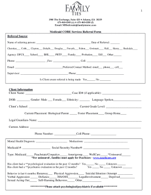 Medicaid CORE Services Referral Form