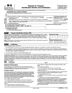 Form W-9 Request for Taxpayer Identification Number and Certification