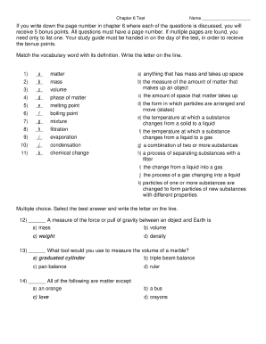 Chapter 6 Science Test
