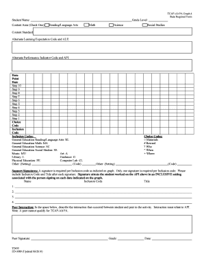 Tennessee TCAP-Alt PA Graph 4 Form