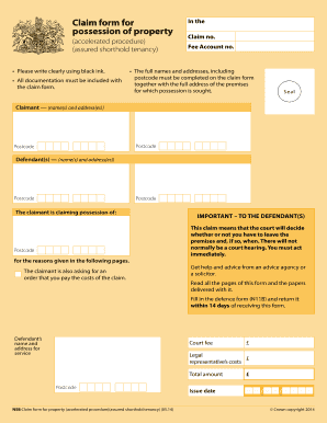 UK Accelerated Possession Claim Form