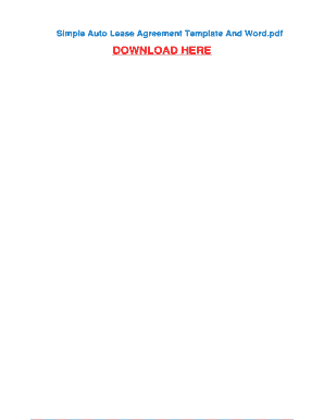 Simple Auto Lease Agreement Template And Word
