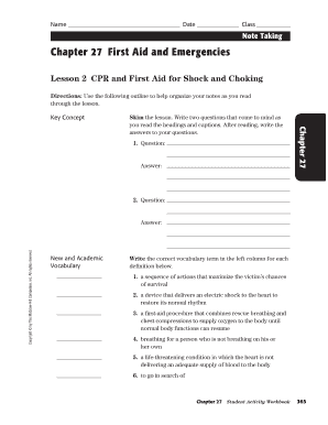 Lesson outline lesson 2 answer key - chapter 27 first aid and emergencies answer key