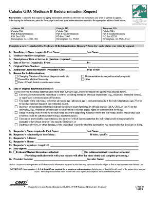Cahaba GBA Medicare B Redetermination Request