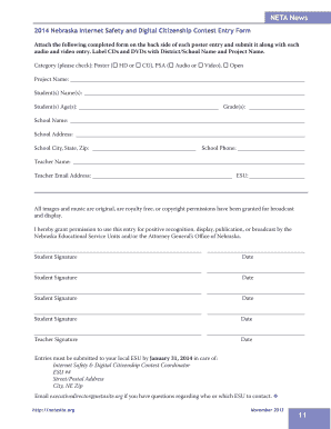Nebraska Internet Safety Contest Entry Form