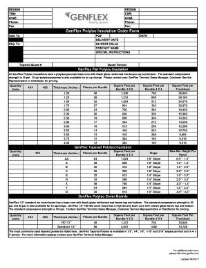 GenFlex Polyiso Insulation Order Form