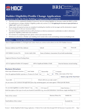 NSW Builder Eligibility Profile Change Application