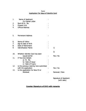 Identity Card Application Form