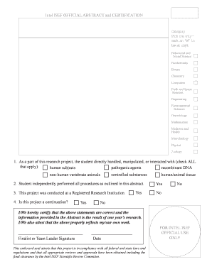 Intel ISEF Abstract and Certification Form