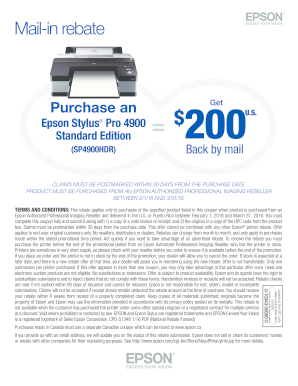 Epson Stylus Pro 4900 Mail-in Rebate Form
