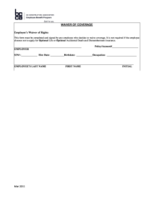 Employee Waiver of Health and Dental Benefits