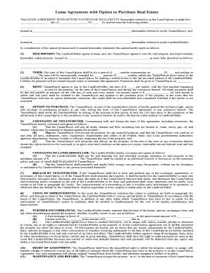 Lease Agreement with Option to Purchase Real Estate
