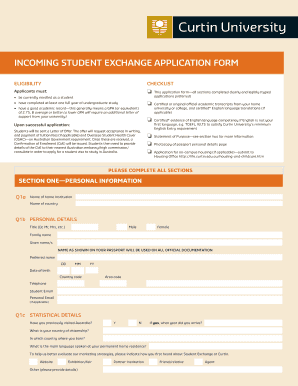 Incoming Student Exchange Application Form