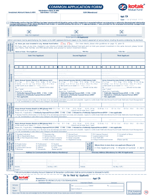 Kotak Mahindra Mutual Fund Application Form