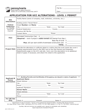 Pennsylvania UCC Level 1 Alteration Permit Application
