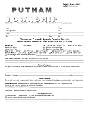 Michigan FOIA Appeal Form