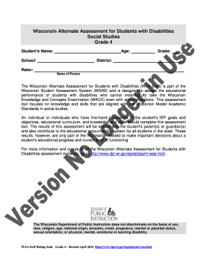 Wisconsin Alternate Assessment for Students with Disabilities Social Studies Form